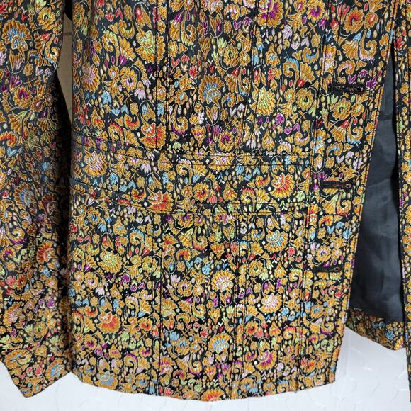 Coldwater Creek Floral Tapestry Jacket Small Petite Orange Black Embroidered - Picture 5 of 11